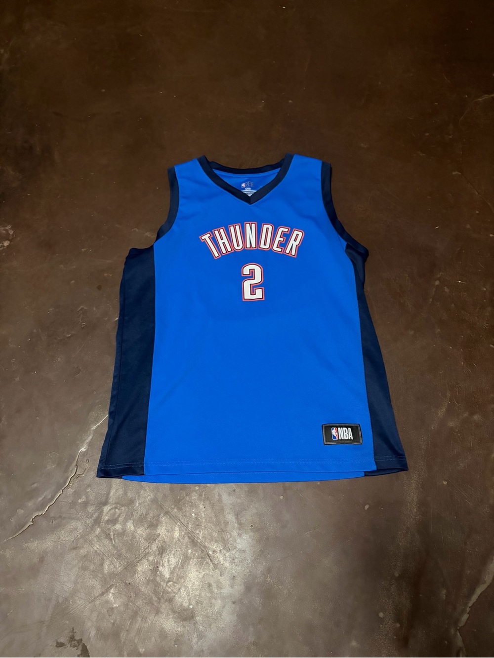 NBA men’s Blue Thunder #2 Basketball Jersey with Navy Accents